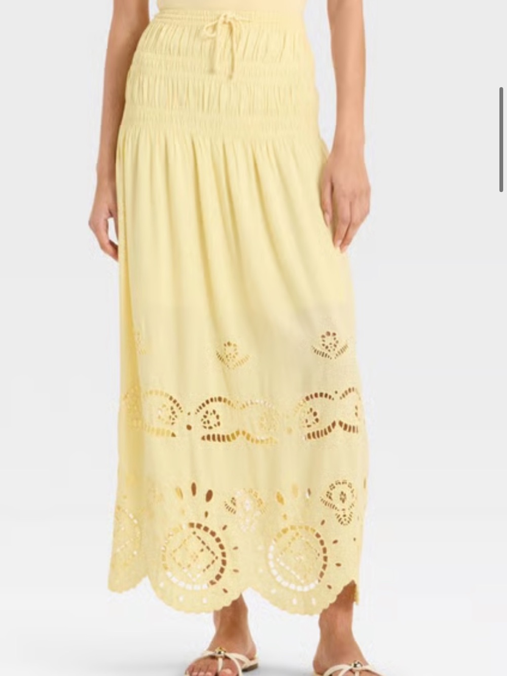 Future Collective Smocked Waist Yellow Eyelet Maxi Skirt